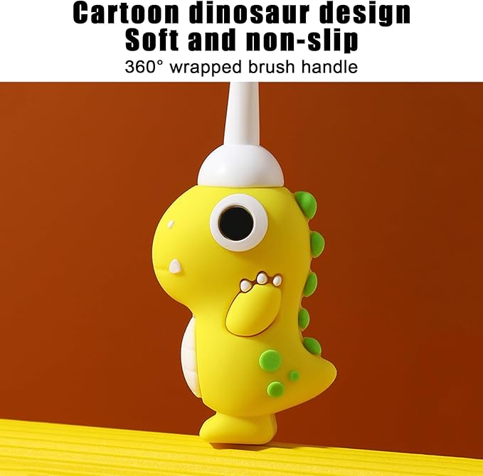 Dinosaur Kids Toothbrush – Todler Sized Brush Head, Soft Bristles Training Toothbrush, Fun Dinosaur Design | Orall Care for Children Boys and Girls, Gentle Cleaning for Daily Brushing Routine