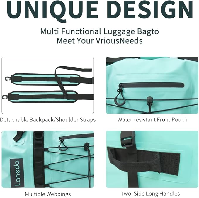 80L Dry Bag Large Waterproof Bag Roll-Top Heavy Duty Fishing Duffel Bag with Durable Straps & Handles for Kayaking Paddle boarding Boating Rafting Fishing-StrideForce Fitness