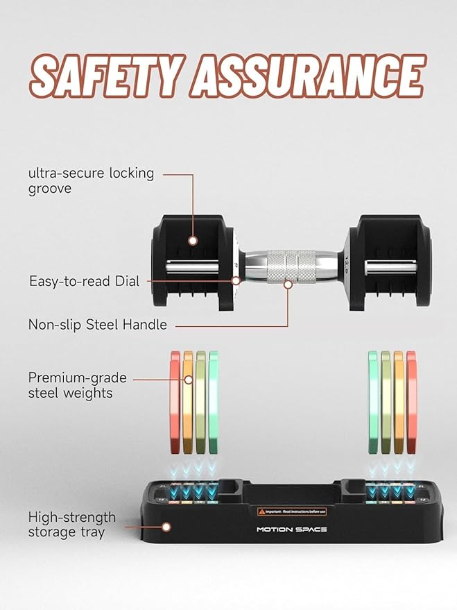 Adjustable Dumbbells Set 12.5LB/22.5LB Pair, 1-Sec Fast Adjustable 5 Weights by Turning Handle, Premium Comfort Non-slip Metal Dumbbells with Tray, Compact Size for Full Body Home Workout-StrideForce Fitness