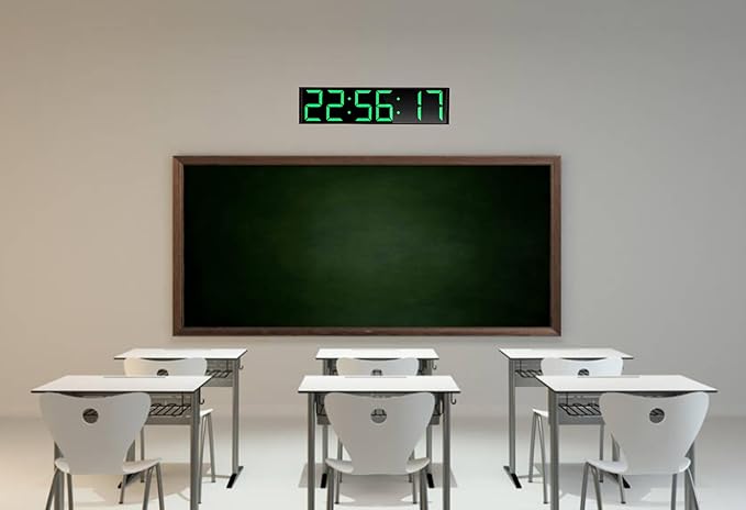 26'' Extra Large Home Gym Timer Clock, Programable Workout Interval Timer, Digital Wall Clock, with 7-Color Night Light, 8 Alarm Clocks, Calendar/Temperature, Countdown & Stopwatch (Green)-StrideForce Fitness