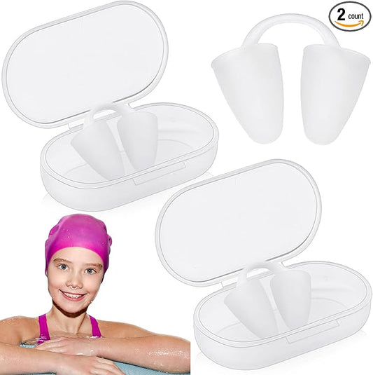 2 Pack Nose Plugs for Swimming for Adults and Kids (Age 7-12), Waterproof Soft Silicone Swimming Protectors Nose Block Nostril Plugs for Swimmers Surfers Water Sports-StrideForce Fitness