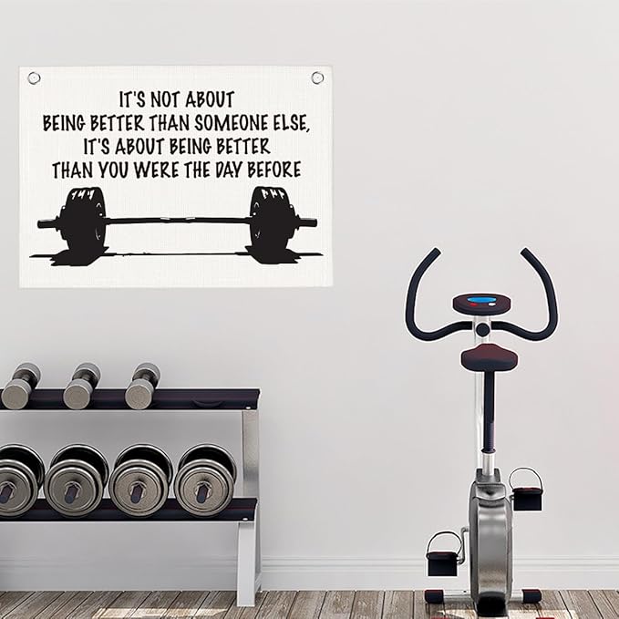 It's Not About Being Better Than Someone Else Gym Motivational Wall Art Banner Dorm Posters Gifts for Guys Men Women Gym Flag Decor for Home Gym Bedroom Workout Room 30x20 Inchs-StrideForce Fitness