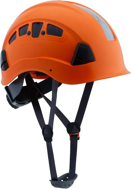 Hard Hats Construction Safety Helmet ANSI Z89.1 Approved OSHA Hardhat, LOHASPRO Vented Men Worker Orange Hard Hat with Chin Strap Tree Climbing Rescue Arborist Helmet (P4 Orange)-StrideForce Fitness