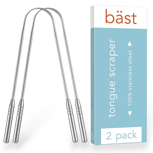 Tongue Scraper 100% Stainless Steel • Premium Tongue Cleaner • Improve Oral Health • Freshen Breath (2 Count)