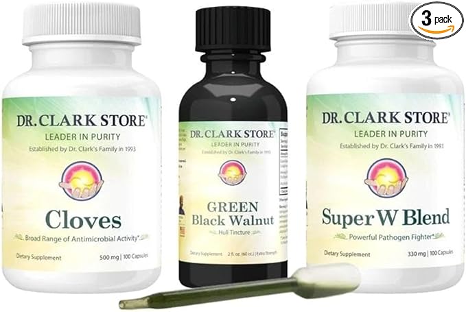 Dr Clark Store Intestine Support & Cleanse Kit - with Original Green Tincture from Black Walnut Hulls, Wormwood, and Cloves-Helps Maintain Optimum Intestinal Function-StrideForce Fitness