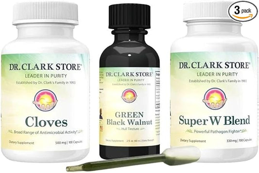 Dr Clark Store Intestine Support & Cleanse Kit - with Original Green Tincture from Black Walnut Hulls, Wormwood, and Cloves-Helps Maintain Optimum Intestinal Function-StrideForce Fitness