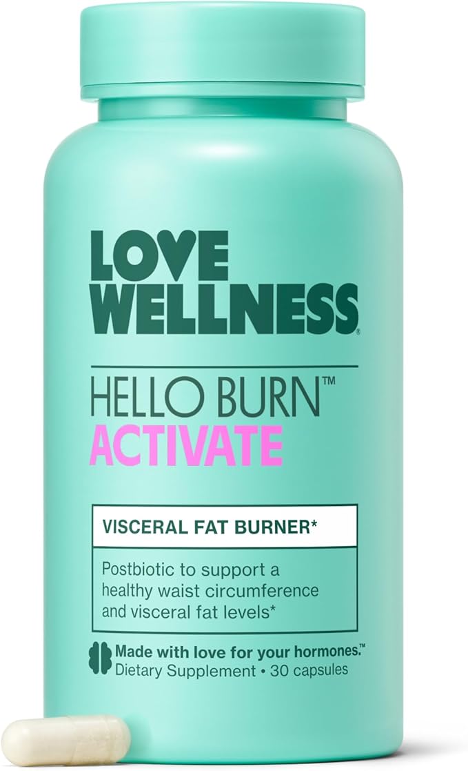 Love Wellness Hello Burn Activate | Support Visceral Fat Burn with HT BPL1 Postbiotic | Supports Healthy Waist Circumference, Longevity and Metabolic Wellness | 30 Count-StrideForce Fitness