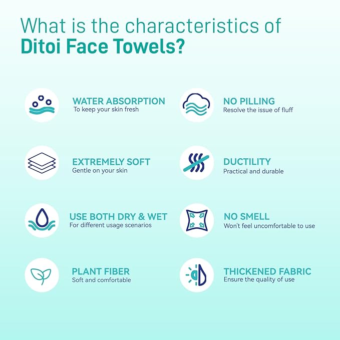 Face Towels, 10"×12" Disposable Face Towel, Face Towelettes XL, Ultra Soft Makeup Remover Dry Wipes, Thick Face Towel for Sensitive Skin, 50 Count (1 Pack)