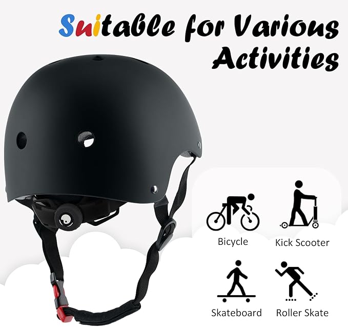 Kids Bike Helmet, Adjustable and Multi-Sport, from Toddler to Youth, 3 Sizes-StrideForce Fitness