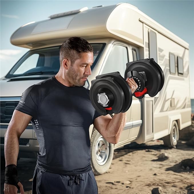 Yaheetech Adjustable Dumbbells Set 28LB/40LB/52.5LB/90LB, Fast Adjust Weight Set Pair-StrideForce Fitness