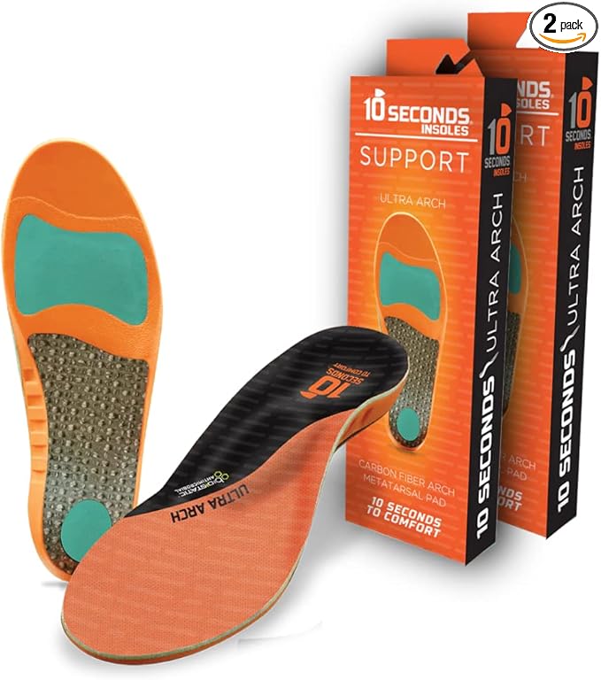 3810 Ultra Arch Support – Foam Cushion Insoles for Men & Women w/Metatarsal Pad, Plantar Fasciitis Relief, Morton's Neuroma Metatarsalgia Orthotics, Heavy Impact Shoe Insert (M 12) 2-Pack-StrideForce Fitness