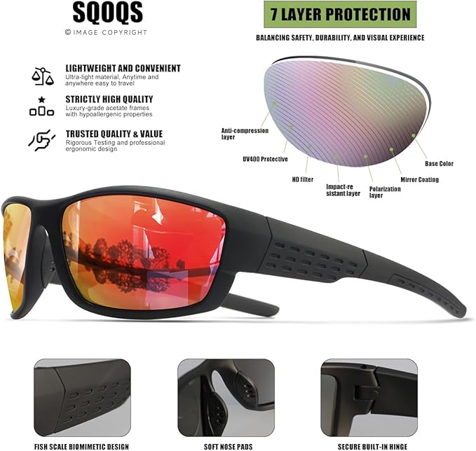 Polarized Sports Sunglasses Men UV400 Protection Lightweight Wrap Around Goggles for Cycling Fishing Driving Running-StrideForce Fitness