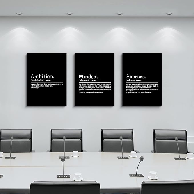 Inspirational Canvas Painting Wall Art -EPHANY ART,Mindset Quotes Prints, Success Framed Entrepreneur Poster Positive Quotes Wall Poster for Home Office Workplace (M-3pcs,12x16inchx3pcs)-StrideForce Fitness