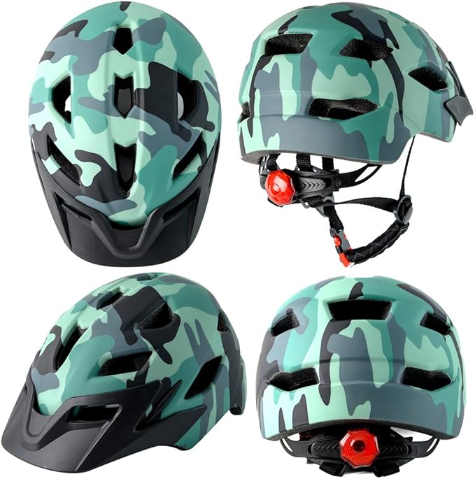 Kids Bike Helmet,Bavilk Kids Boys Girls Bike Helmets with LED Light Detachable Visor Children Youth Teen Multi-Sport for Skating Cycling Scooter Skateboard Adjustable & Lightweight 19.7"-22.4"-StrideForce Fitness