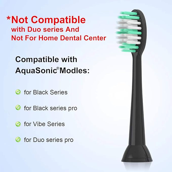 Replacement Toothbrush Heads 10 Pack Compatible with AquaSonic Black Series for Vibe Series Black Series pro, and for Duo Series pro Electric Toothbrush,Soft Balck