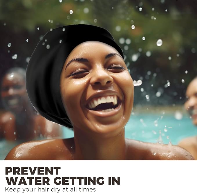 Extra Large Swim Cap - Silicone Cap for Long/Short Hair, Braids & Dreadlocks - Keeps Hair Dry-StrideForce Fitness