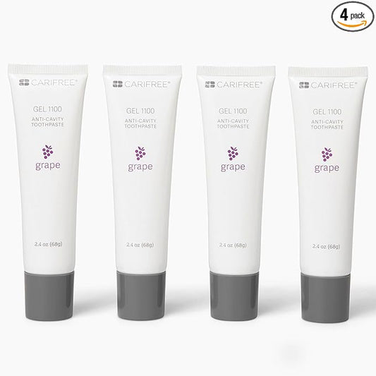 CariFree Gel 1100, Grape Flavored, Anti-Cavity Fluoride Toothpaste with Nano Hydroxyapatite for pH Neutralization, Enamel Protection, Dentist Recommended, Dentist Developed, 2.4 Ounce (Pack of 4)