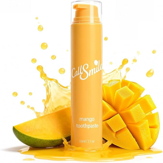 CALLSMILE Fluoride-Free Toothpaste, Easy-Press Pump, 60g - Fruity Flavors, No SLS, Non-Toxic, No Sweeteners, for Adults & Kids, Gentle for Sensitive Teeth, Mango-Flavored, ValentGine's Day Gifts