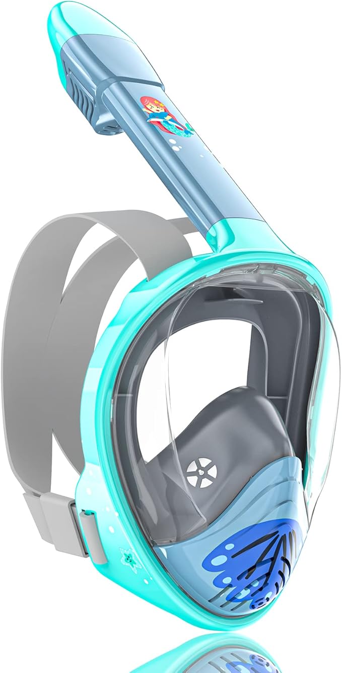 QingSong Kids Snorkel Mask Full Face, Snorkeling Set with Camera Mount, Foldable 180 Degree Panoramic View Snorkeling Gear Anti-Fog Anti-Leak-StrideForce Fitness