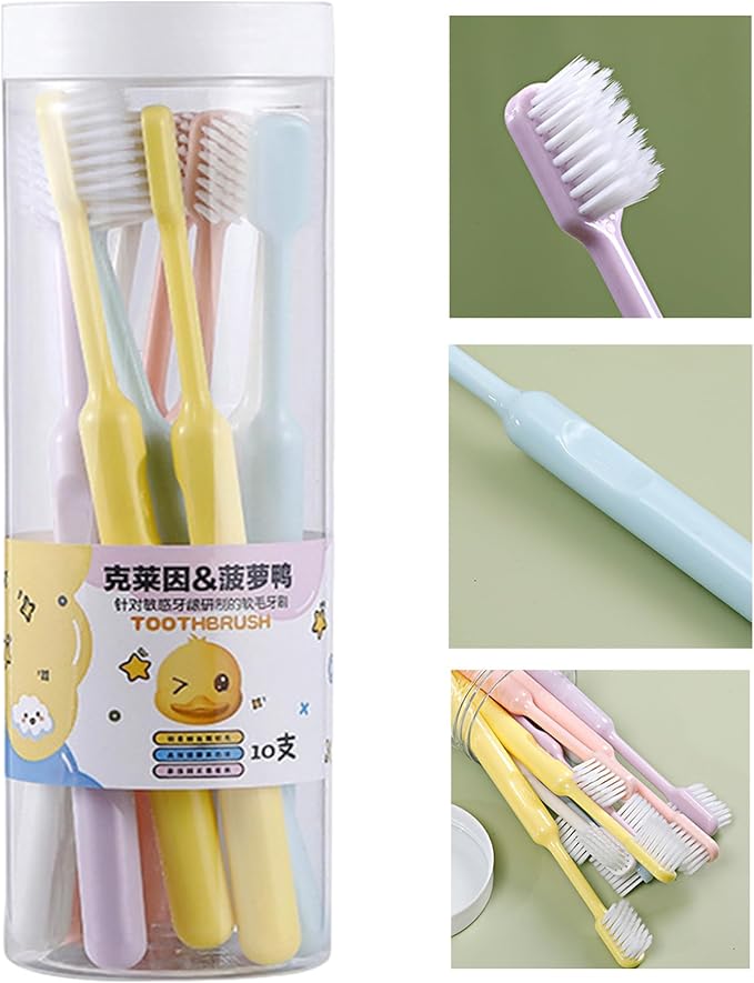 Soft Bristles Toothbrush Travel, Cleaning Toothbrush Sensitive Teeth, Round Handle with Comfort Grip, Multicolor for Bathroom Accessories, Portable Care for Students Household Use
