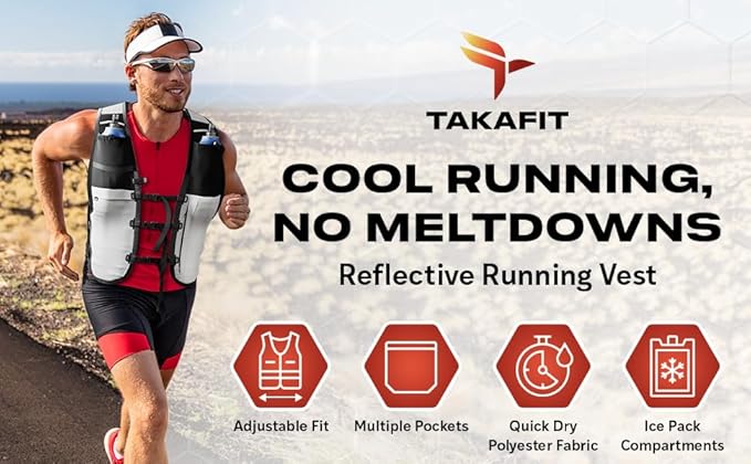 TakaFiTrail Running Hydration Vest Men - Breathable Trail Running Hydration Vest w/ 2 Water Bottles, Bladder Pouch, Ice Pack for Runners - Reflective Marathon Gear Jogging Backpack for Hiking-StrideForce Fitness