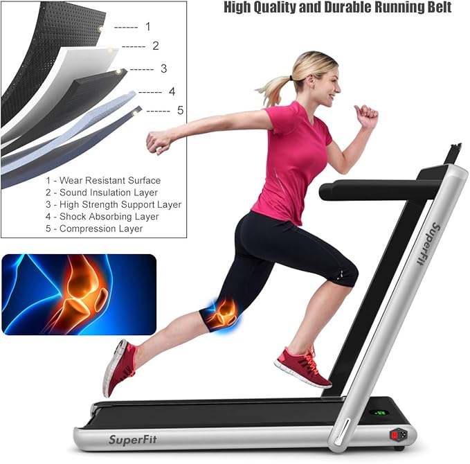 GYMAX Walking Pad, 2.25HP Foldable Treadmill with Smart App & Remote Control, Bluetooth LED Monitor, Small Spaces Compact Running Machine, Folding Portable Under Desk Treadmill for Home Office-StrideForce Fitness