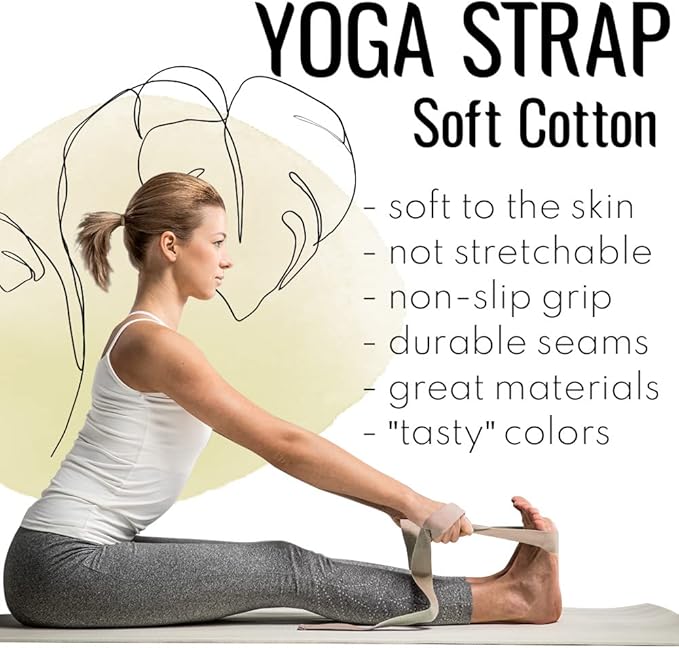 TECEUM Yoga Strap & Mat Strap – 2 IN 1 – Cotton – 6 ft 8 ft 10 ft (30+ colors) – Adjustable Non-Slip Belt for Yoga, Pilates, Stretching, Physical Therapy, Fitness & Home Workout – For Carrying Mats-StrideForce Fitness