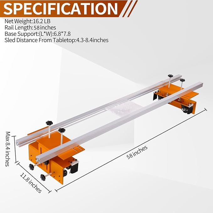 Router Sled, Slab Flattening Jig, 58 inches Router Sled for Flattening Slabs,Adjustable Trimming Planing Machine for Woodworking-StrideForce Fitness