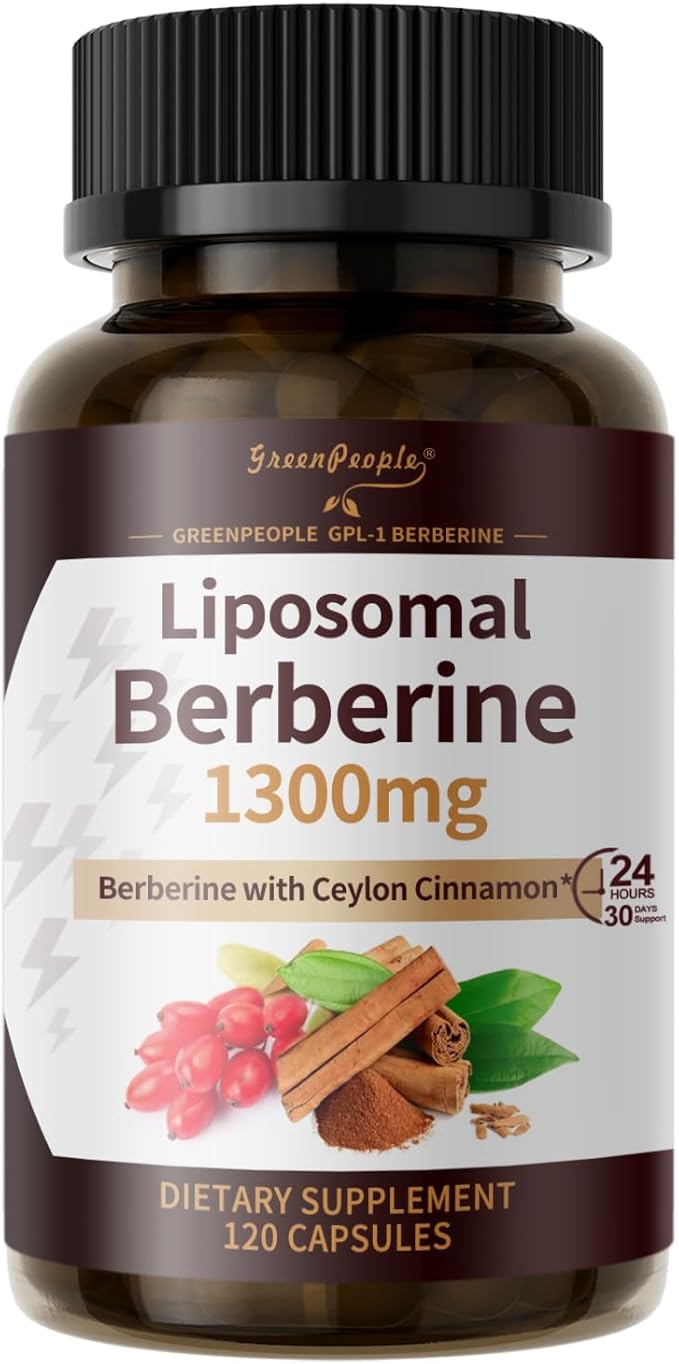Liposomal Berberine HCL1300mg - Berberine Supplement with Ceylon Cinnamon Activates GLP-1 & AMPK - High Absorption Formula Healthy Weight Support – Non-GMO/Vegan – 60-Day-StrideForce Fitness