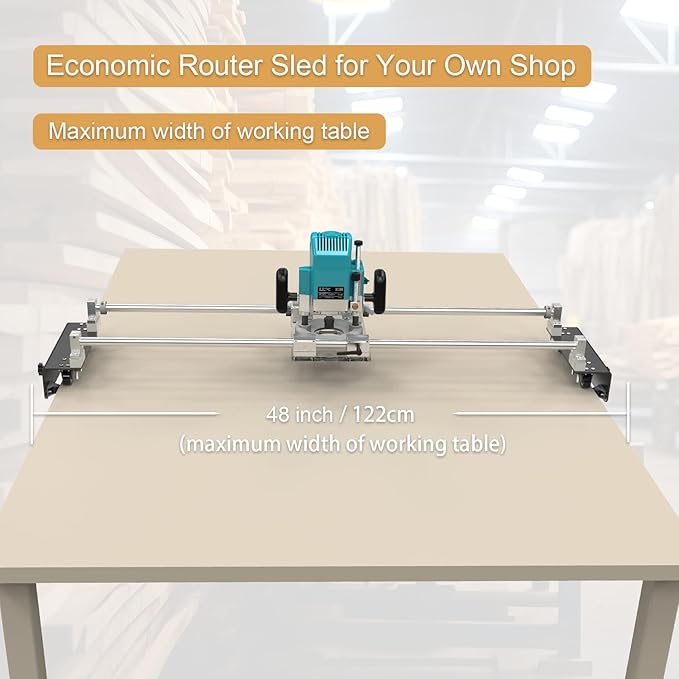 Router Sled, Slab Flattening Jig, DIY Woodworking Router Sled for Flattening Slabs with Height Adjustable (L-Carriages, Steel and Aluminum, 48 Inches)-StrideForce Fitness
