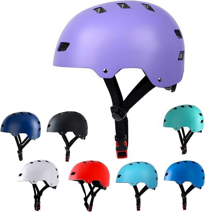 Bike Helmet 3 Sizes for Teenager Kids Youth Adults,Bavilk Skateboard Helmet Adjustable Multi-Sport Bicycle Cycling Scooter Roller Skate Inline Skating Rollerblading for Girls Boys Women Men Teen-StrideForce Fitness