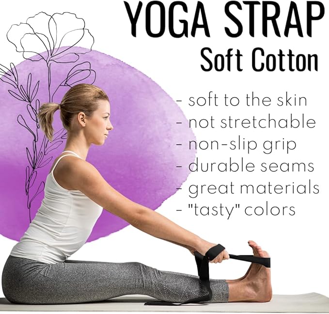 TECEUM Yoga Strap & Mat Strap – 2 IN 1 – Cotton – 6 ft 8 ft 10 ft (30+ colors) – Adjustable Non-Slip Belt for Yoga, Pilates, Stretching, Physical Therapy, Fitness & Home Workout – For Carrying Mats-StrideForce Fitness