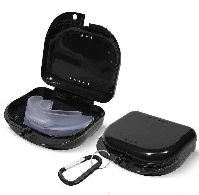 Retainer Case - Pack of 2 - Odorless Mouth Guard Case-Retainer Holder-Ventilated, Durable & Hygienic Night Guard Case for Carrying and Protecting Braces, Partial Dentures & Aligners-3.14 x 3.14 x 1.1