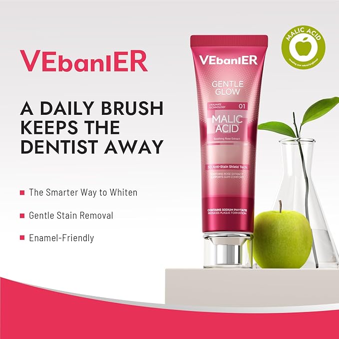 MALIC Acid Teeth Whitening Toothpaste,Natural Care Deep Stain Removal&Plaque,Fluoride Free,Non Toxic,for Adults, Kids and Sensitive Teeth，with Niacinamide，3.57oz.