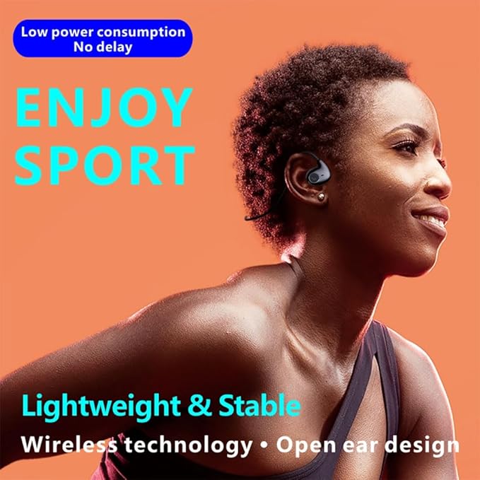 IHAO Air Conduction Wireless Bluetooth Headphones-Open-Ear Design Lightweight & Pain-Free Sweatproof Sport Headphones with Mic Earphone Ideal for Running Cycling and Sports-F805 Black-StrideForce Fitness