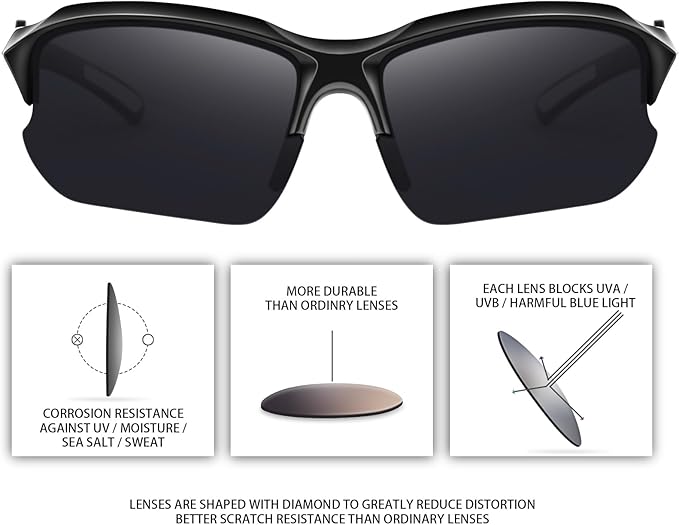 Sports Polarized Sunglasses for Men Cycling Running Fishing UV Protection Sun Glasses Lightweight Half Frame Goggles-StrideForce Fitness