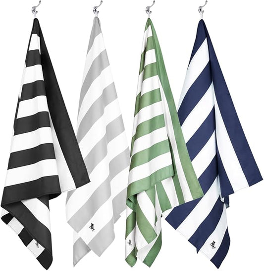 Dock & Bay Beach Towel - Quick Dry, Sand Free - Compact, Lightweight - 100% Recycled - Includes Bag - Cabana - Set E (4), Large (160x90cm, 63x35)-StrideForce Fitness