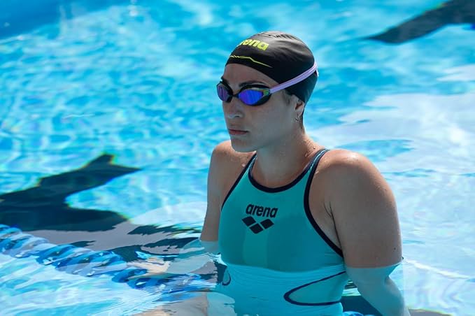 ARENA Unisex Python Racing Swim Goggles for Men and Women Anti-Fog No Leak Max Comfort Dual Strap, Mirror/Non-Mirror Lens-StrideForce Fitness