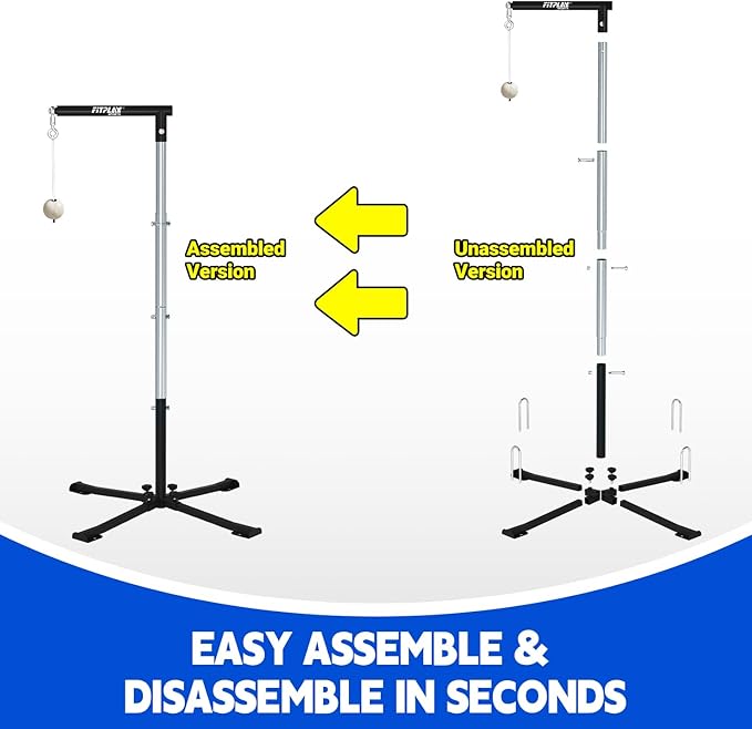 Batting Tee with Tethered Ball – Adjustable 20" to 45" Baseball & Softball Hitting Trainner – Metal X-Base with 4 Ground Stakes & 2 Sandbags for Maximum Stability – Swing Trainner for All Ages-StrideForce Fitness