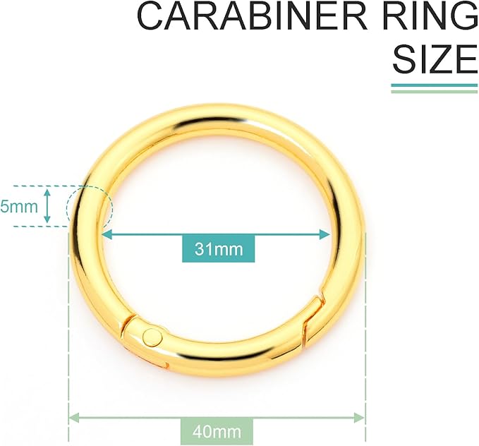 10 Pack 1-1/4" Trigger Spring O Rings, Metal Round Carabiner Clip Snap Hook, Spring Keyring Buckles for Replacement Purse Strap, Paracord Lanyard Clips, Keychain Rings Hardware DIY Crafts Making-StrideForce Fitness