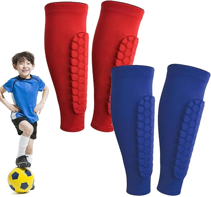 Shin Defender Shin Guards Kids 2 Pair, Shindefender Shin Guards Soccer, with Honeycomb Pads, for Soccer Kids Youth Adult-StrideForce Fitness