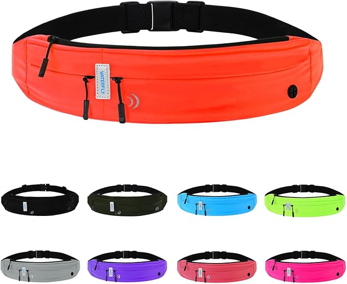 WATERFLY Running Belt Fanny Pack: Runner Marathon Jogging Waist Pack Sport Workout Exercise Fitness Phone Holder Belt for Men Women Jogger Slim Waistband-StrideForce Fitness