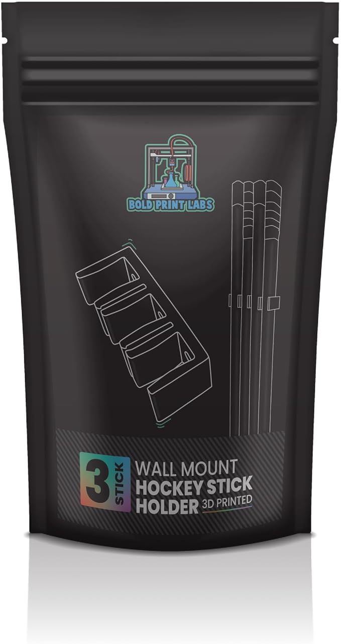 Wall Mount Hockey Stick Holder | Ice Hockey Stick Organizer (Black, 3 Stick Wall Mount)-StrideForce Fitness