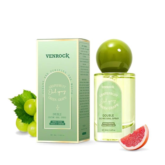 Venrock Double Enzyme Oral Spray Long-Lasting Freshness, Alcohol-Free Oral Spray for Breath Care, Grapefruit Green Grape Flavor, Travel-Sized Breath Spray with Papain & Lysozyme, 30ml/1.01 Fl Oz