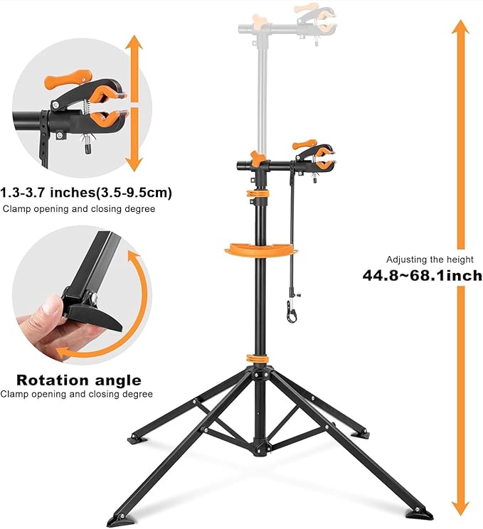 teraysun Bike Repair Stand (Max 66lbs/30kg) - Foldable Workstand with Magnetic Tool Tray (24.5x13cm), 360° Rotatable Head, GS Certified for 20-29" Mountain/Road Bikes-StrideForce Fitness
