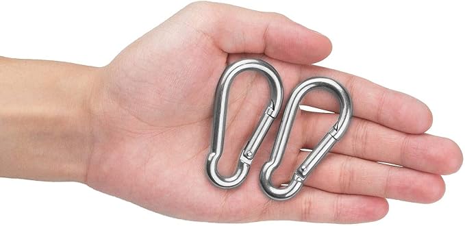 Spring Snap Hooks M5 M6 M8 M10 Carabiner Heavy Duty Carabiner Clips Galvanized Steel Quick Links Caribiniers Hammocks Hooks for Camping Hiking Outdoor Swing Pet Leash Gym-StrideForce Fitness
