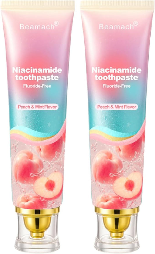 Niacinamide Whitening Toothpaste, Triple White Probiotic Whitening Toothpaste, Fluoride-Free| Sensitivity Relief | Fresh Breath & Stain Removal Formula | Sakura Peach Fragrance (2)