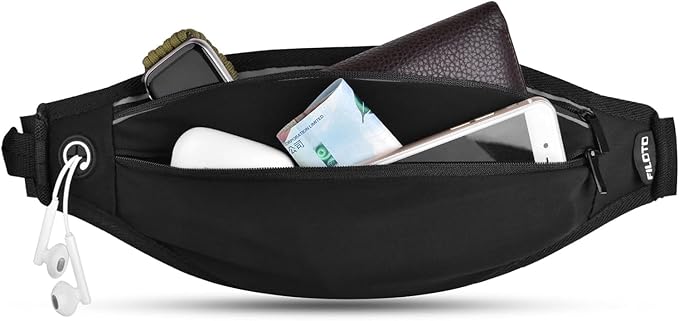 Running Belt Fanny Pack, Running Waist Pack for Women & Men USA Patented Hands-Free Reflective Runner Pouch Belt Fitness Workout Bag No-Bounce Adjustable Sport Travel Fanny Pack Cell (Black)-StrideForce Fitness