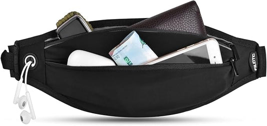 Running Belt Fanny Pack, Running Waist Pack for Women & Men USA Patented Hands-Free Reflective Runner Pouch Belt Fitness Workout Bag No-Bounce Adjustable Sport Travel Fanny Pack Cell (Black)-StrideForce Fitness
