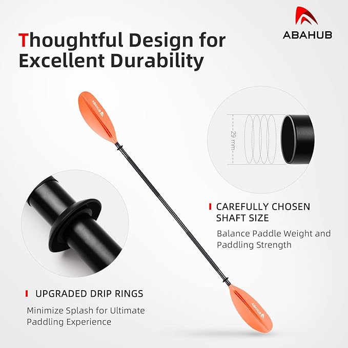 Abahub Kayak Paddle, 90.5 Inches Kayaking Oars for Boating, Canoeing with Free Paddle Leash, Aluminum Alloy Shaft Black/Blue/Green/Orange/Yellow Plastic Blades-StrideForce Fitness